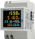 KETOTEK Single Phase Energy Meter Din Rail Electricity Usage Monitor AC 40-300V 100A Voltmeter Ammeter Watt Kwh Frequency Power Meter Built-in CT 110V