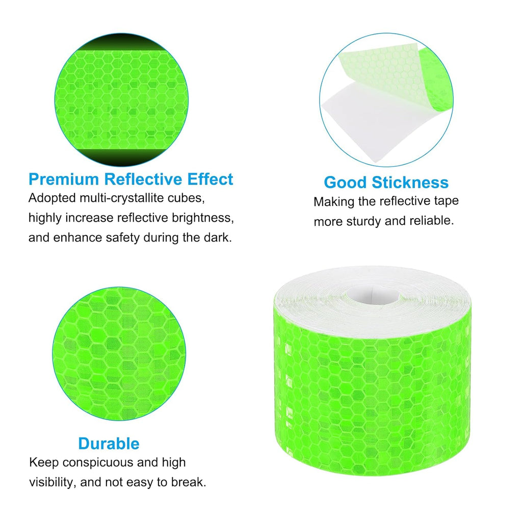 PATIKIL 2 Inch x 33 ft Reflective Tape, 1 Roll Waterproof Self Adhesive High Visibility Caution Warning Safety Tape Reflector with Scraper for Trucks Trailers Cars, Green