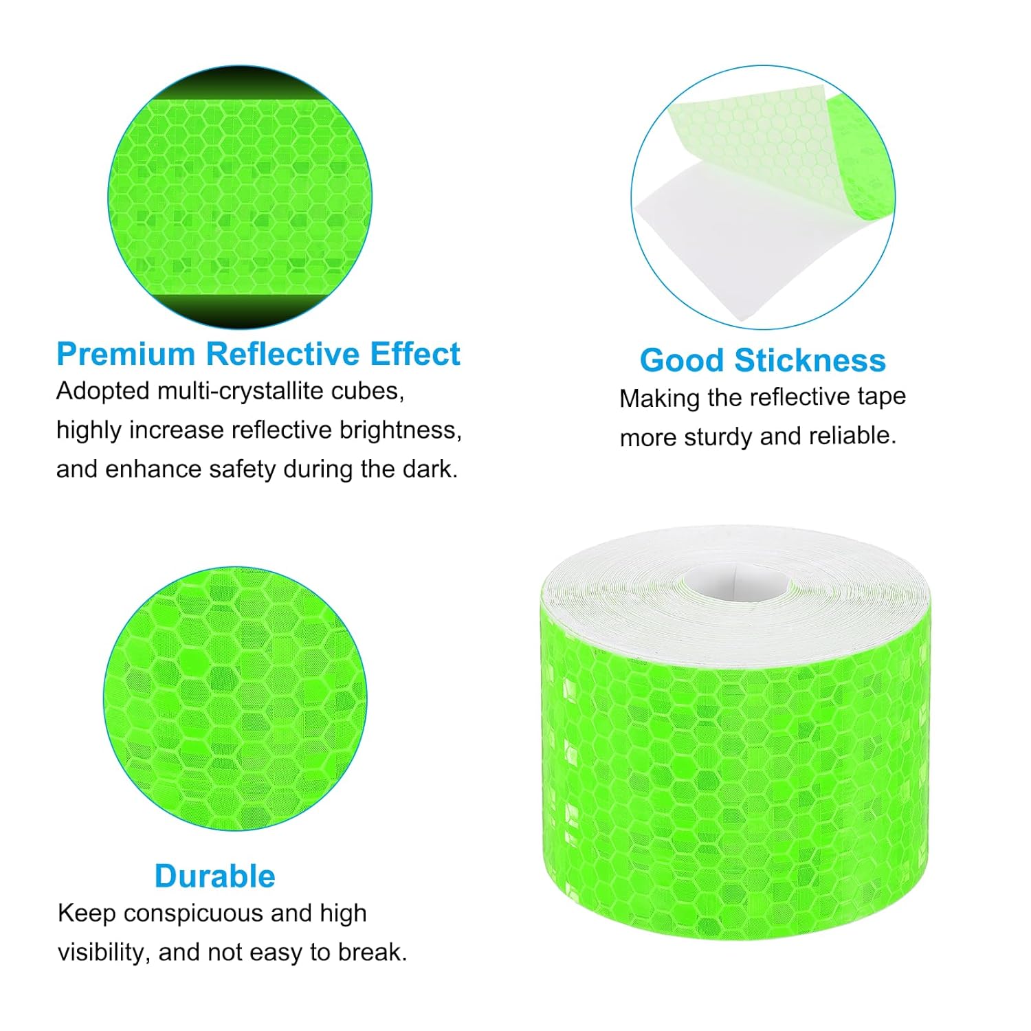 PATIKIL 2 Inch x 33 ft Reflective Tape, 1 Roll Waterproof Self Adhesive High Visibility Caution Warning Safety Tape Reflector with Scraper for Trucks Trailers Cars, Green