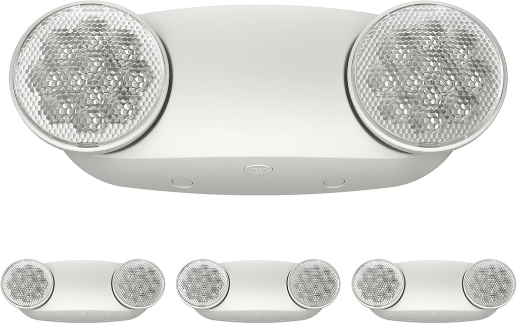 4 Pack White LED Emergency Lights with Battery Backup, Two Head Adjustable Emergency Lighting Fixtures-Fireproof Materials-Emergency Lighting Fixture/Emergency Light Home