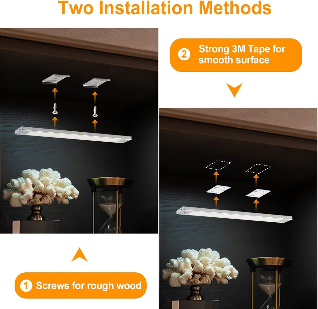 VST Hand Wave Activated Under Cabinet Lights Plug in, Closet Lights, Stepless Dimming Lighting for Kitchen Shelf Cupboard Closet Workbench (12in 3Pack 4000K)