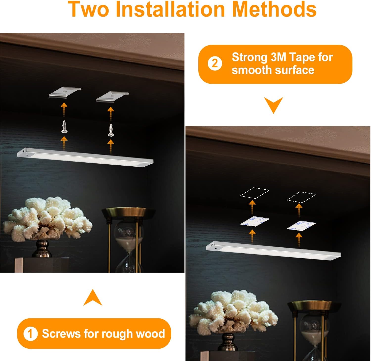 VST Hand Wave Activated Under Cabinet Lights Plug in, Closet Lights, Stepless Dimming Lighting for Kitchen Shelf Cupboard Closet Workbench (12in 3Pack 4000K)