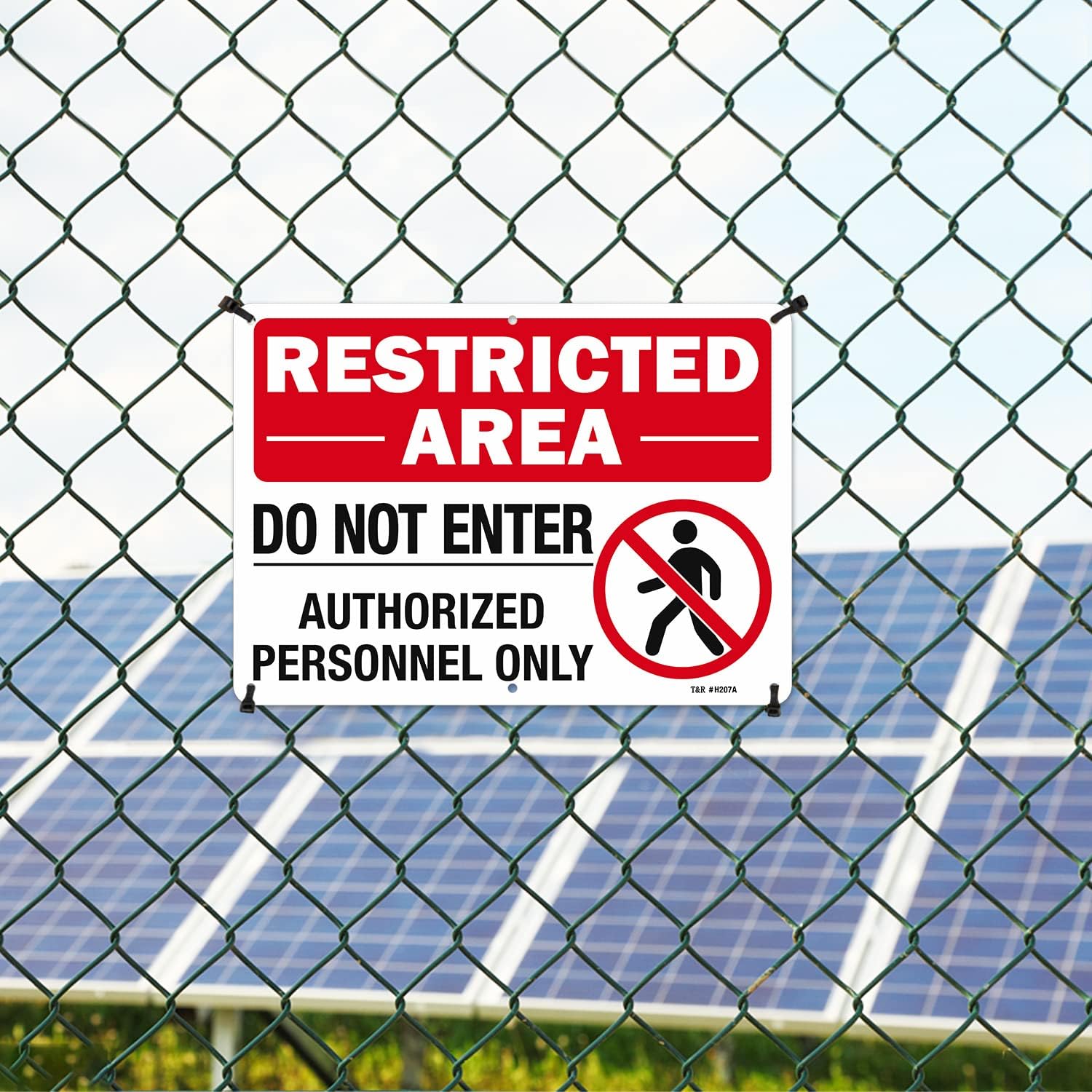 T&R Large Restricted Area Do Not Enter Authorized Personnel Only Sign,2 Pack,14x10 Inches Rust Free .040 Aluminum,UV Protected, Waterproof, Weatherproof and Fade Resistant,6 Pre-drilled Holes