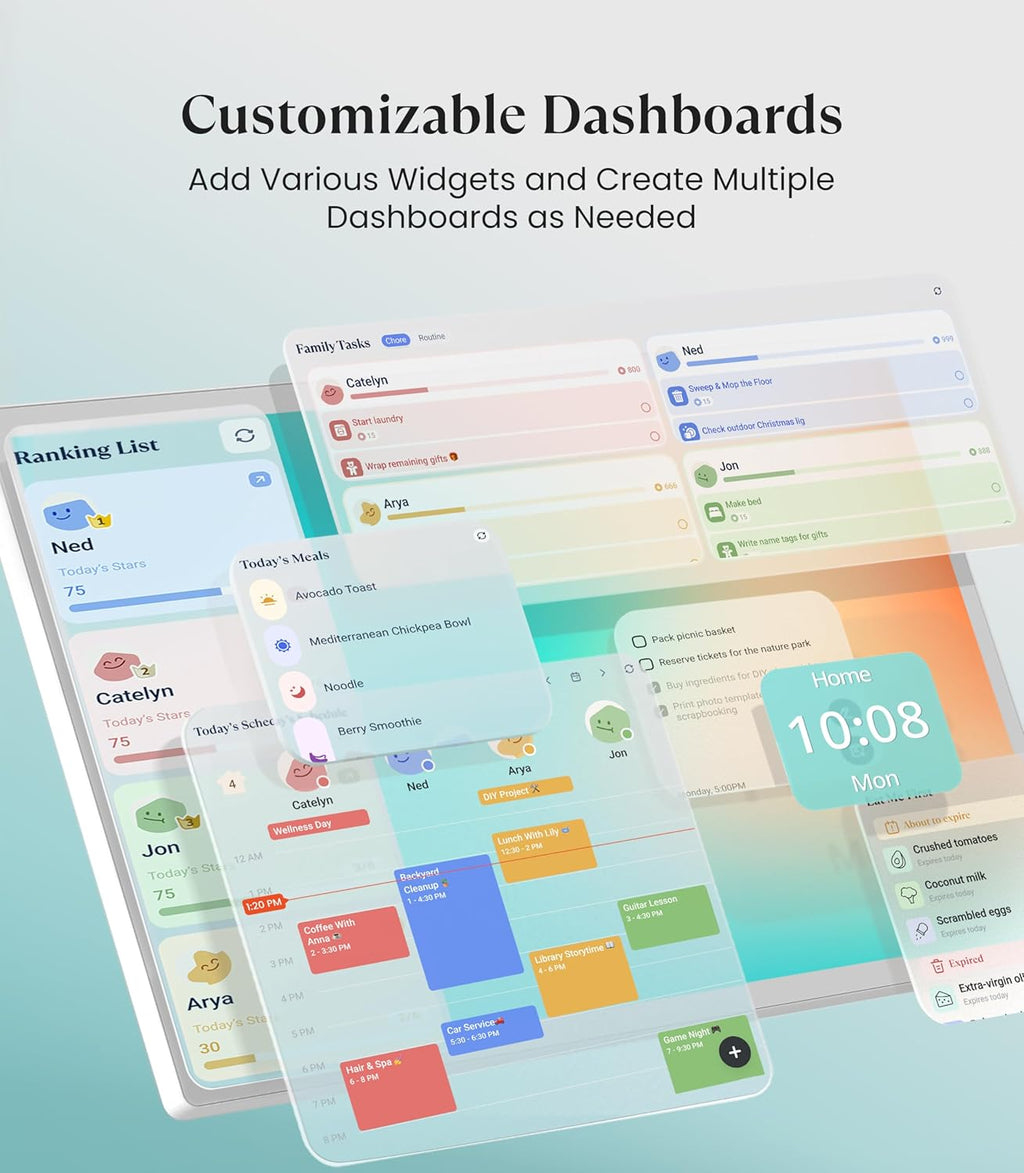 Cozyla Digital Calendar+ 2: 32 inch Wall Planner Touch Screen Chore Chart Customize Dashboard Smart Electronic Calendar for Family Schedules Meal Planner Support Any Google Play App Wall Mount White