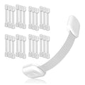 3M Adhesive Child Safety Strap Locks by Baby Proof Me, Baby Latches for Cabinets, Dishwashers, Fridges, Ovens and Trash Cans, Stain Free Toilet Lock (White, 24 Safety Latches)