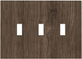 Decorative Light Switch Cover Plate Rustic Walnut Wood Grain 3 Gang Wall Plate Triple Toggle Switch Plate Covers Electrical Outlet Cover for Farmhouse Cabin Decor