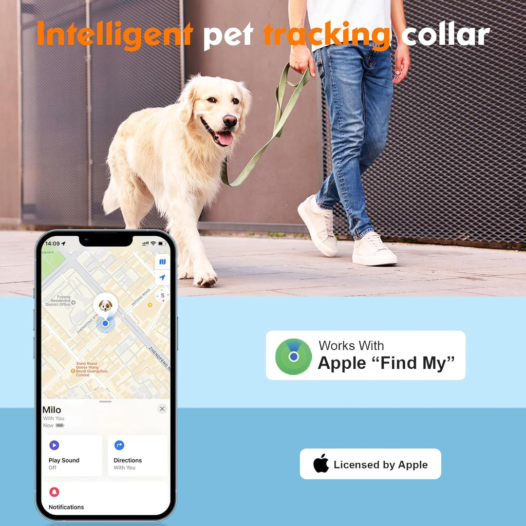 2-in-1 GPS Tracker for Dogs&Cats: Smart Collar with Real-Time Location, No Monthly Fee, Unlimited Range (iOS Only) GPS Tracker Dog Collar- Ideal for Small, Medium Large Dogs(Tracker Included) (Brown)