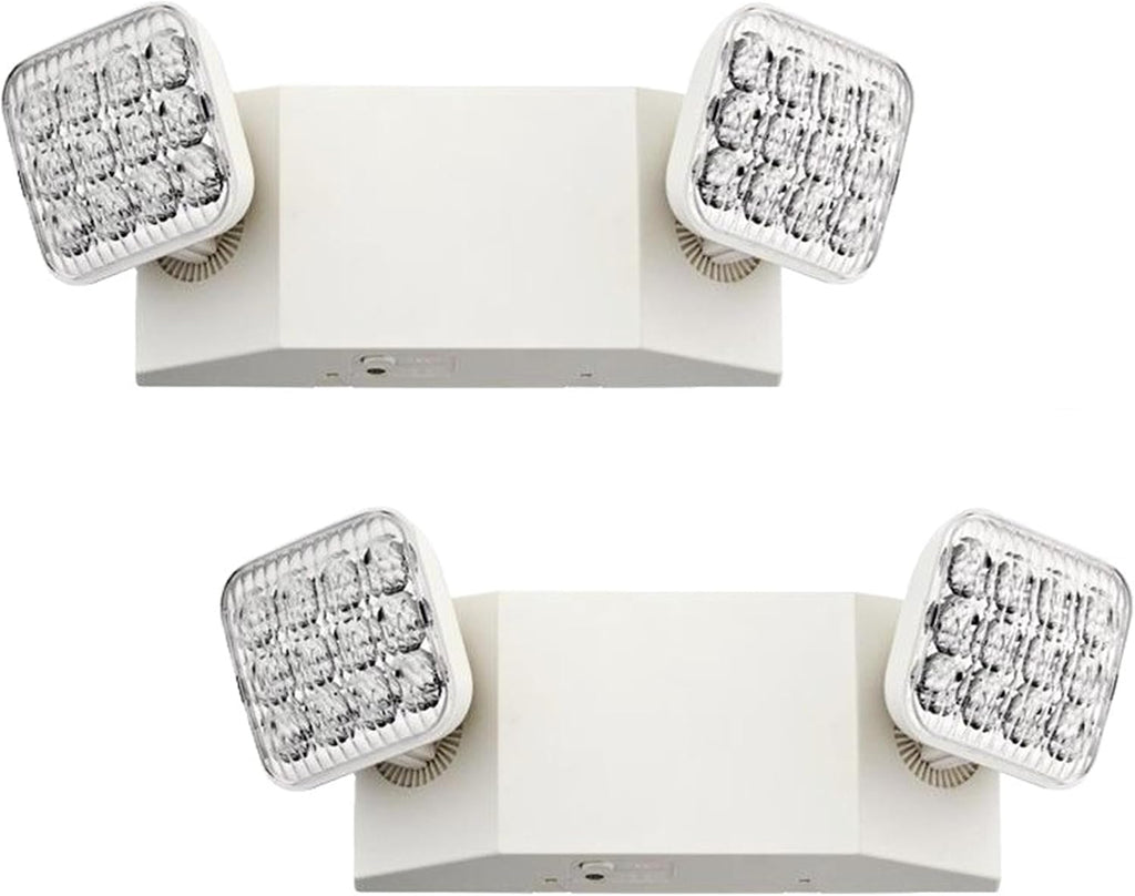 Lithonia Lighting Basics LED Emergency Light, Emergency Lighting with Dual Adjustable LED Lamp Heads, Wall Mount, Damp Location Rated, 90-Minute Backup, 120/277V, White, 2-Pack (EU2C CP2)