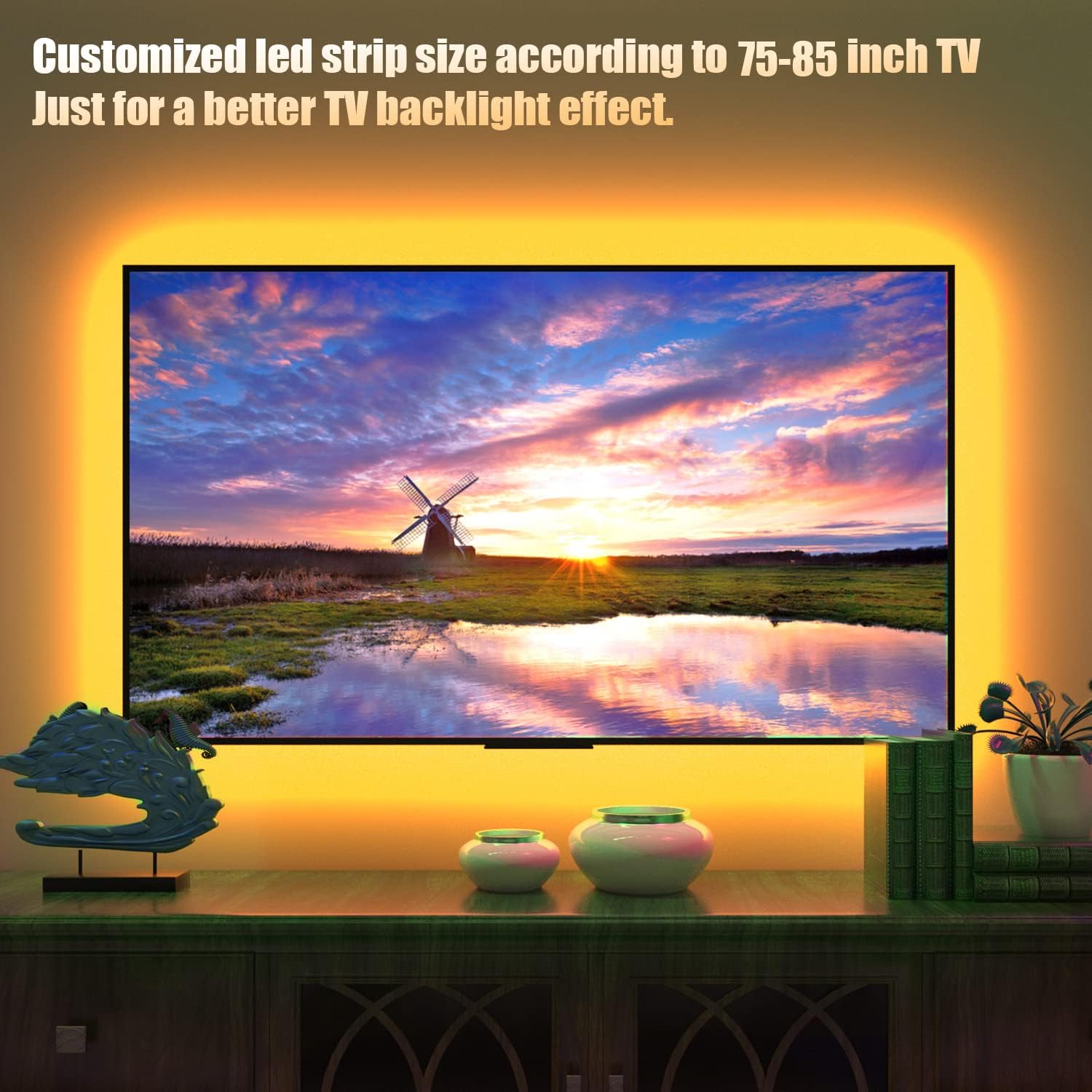 maylit Tv Led Backlight, 16.4ft Led Strip Lights for 75-85in Tv, Tv Lights kit with Remote, RGB Bias Lighting for Room Decor