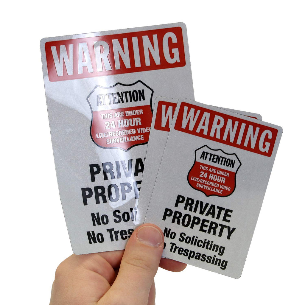 SmartSign Private Property No Soliciting No Trespassing Stickers/Labels, Pack of 3, EG Reflective Adhesive Decals, Easy Peel-Off, 7-Year Outdoor Life, Made in USA