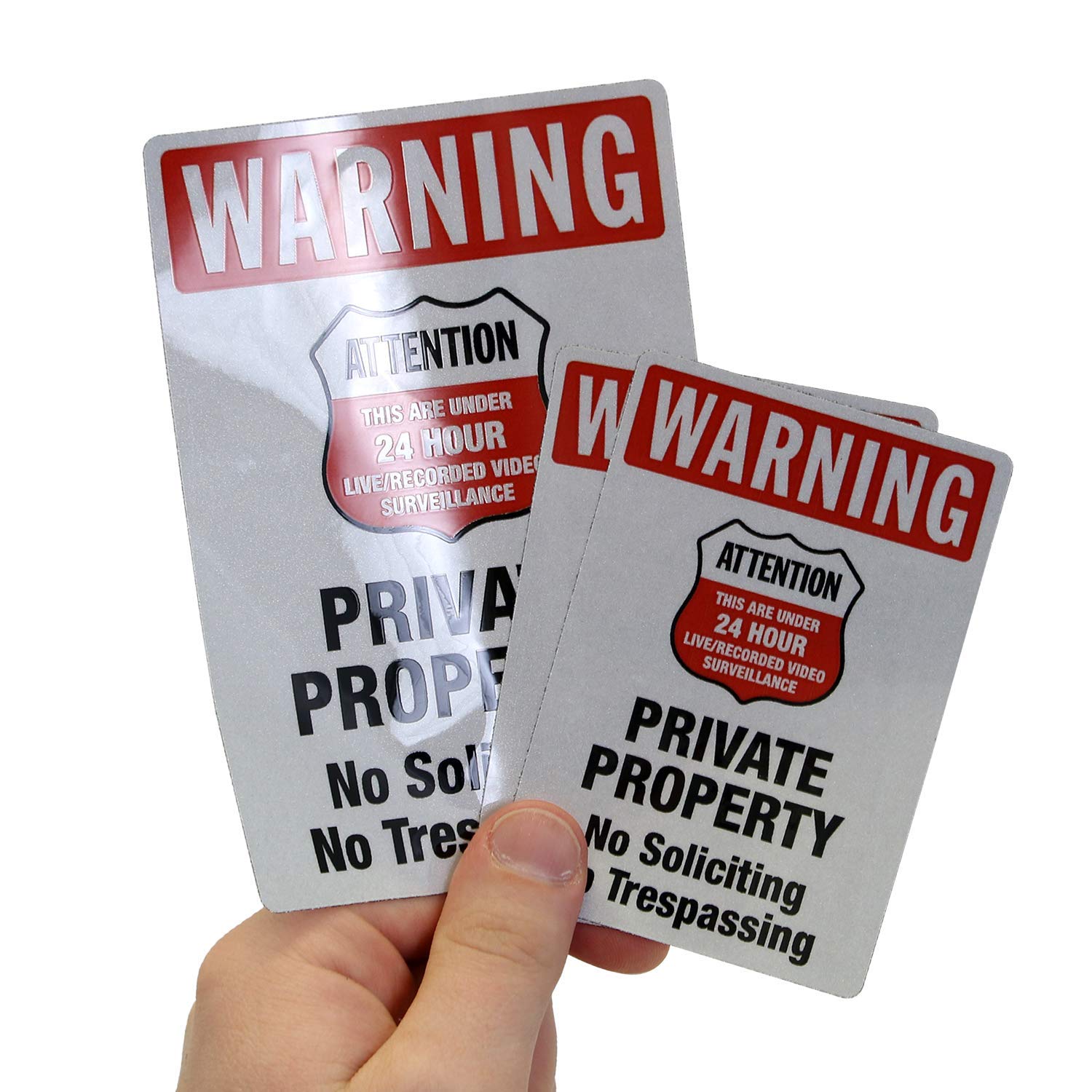 SmartSign Private Property No Soliciting No Trespassing Stickers/Labels, Pack of 3, EG Reflective Adhesive Decals, Easy Peel-Off, 7-Year Outdoor Life, Made in USA