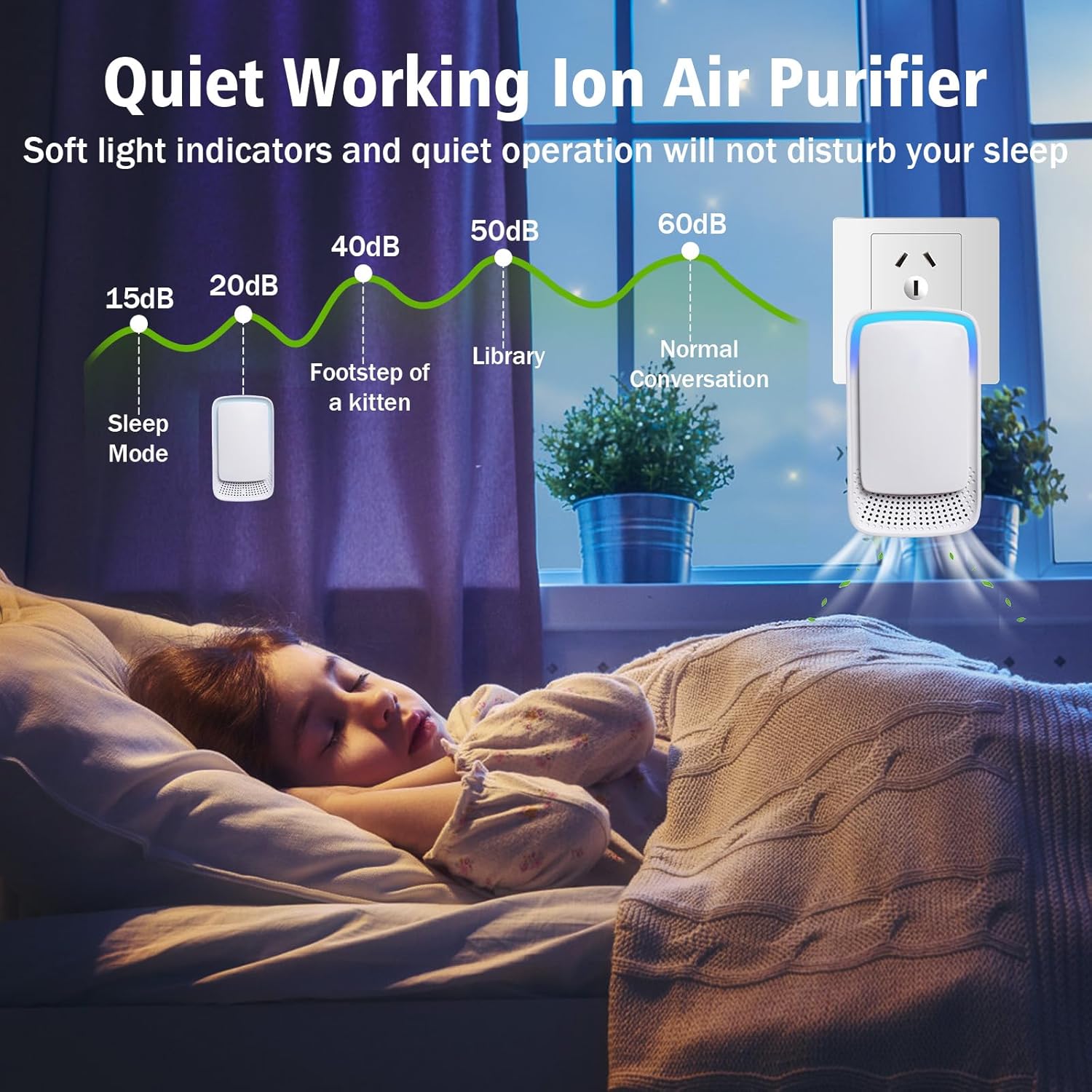 Plug In Air Ionizers for Home 4 Pack,Portable and Quiet Work Negative Ion Air Purifier for Home, Bedroom, Office,Living Room,Pet Room,Small Air Cleaner(4)