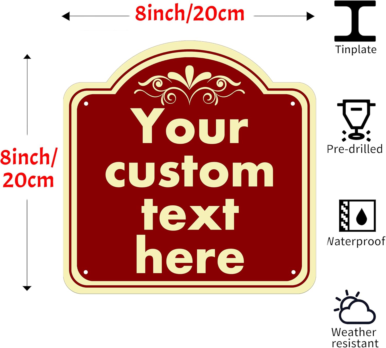 Custom Sign, Custom Indoor/Outdoor Decorative Sign，Aluminum Weatherproof Metal Sign Multiple Sizes, Customize for Office, Business, Workplace, office, Home, Delivery Signs