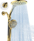 Dual Handheld Shower Head Combo, 2-in-1 Rain Shower Heads System 8 Inch Rainfall Shower Head and 10 Modes High Pressure Hand Held Showerhead with Built-in Power Wash