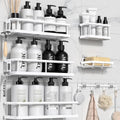 YASONIC Shower Caddy, 6 Pack Large Capacity shower organizer with Soap Holder and 12 Hooks, Rustproof Shelves for Inside Shower, No Drilling&Sleek Bathroom Organizers and Storage White