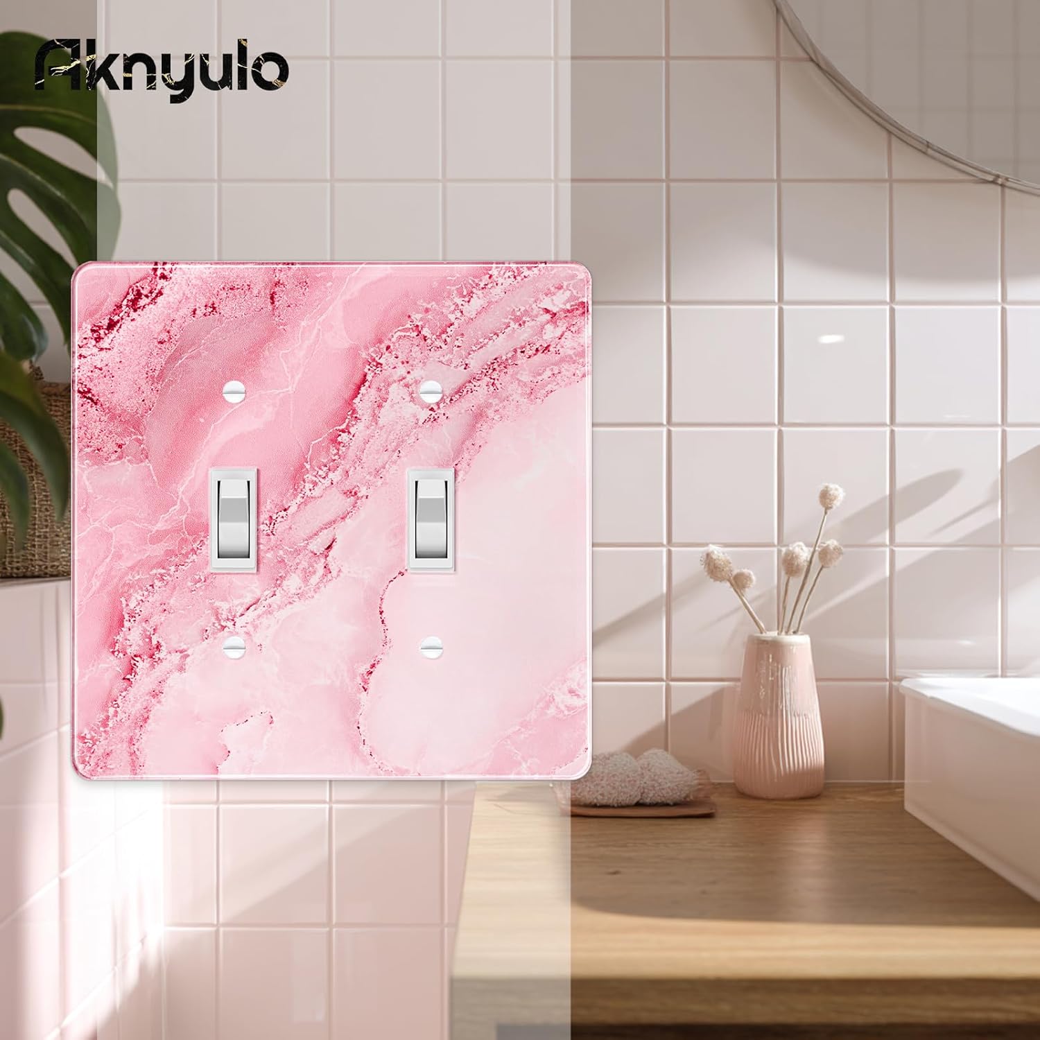 Abstract Pink Marble Design Acrylic Switch Wall Plate Double Gang Toggle Light Switch Covers Decorator Plate Outlet Wall Plates