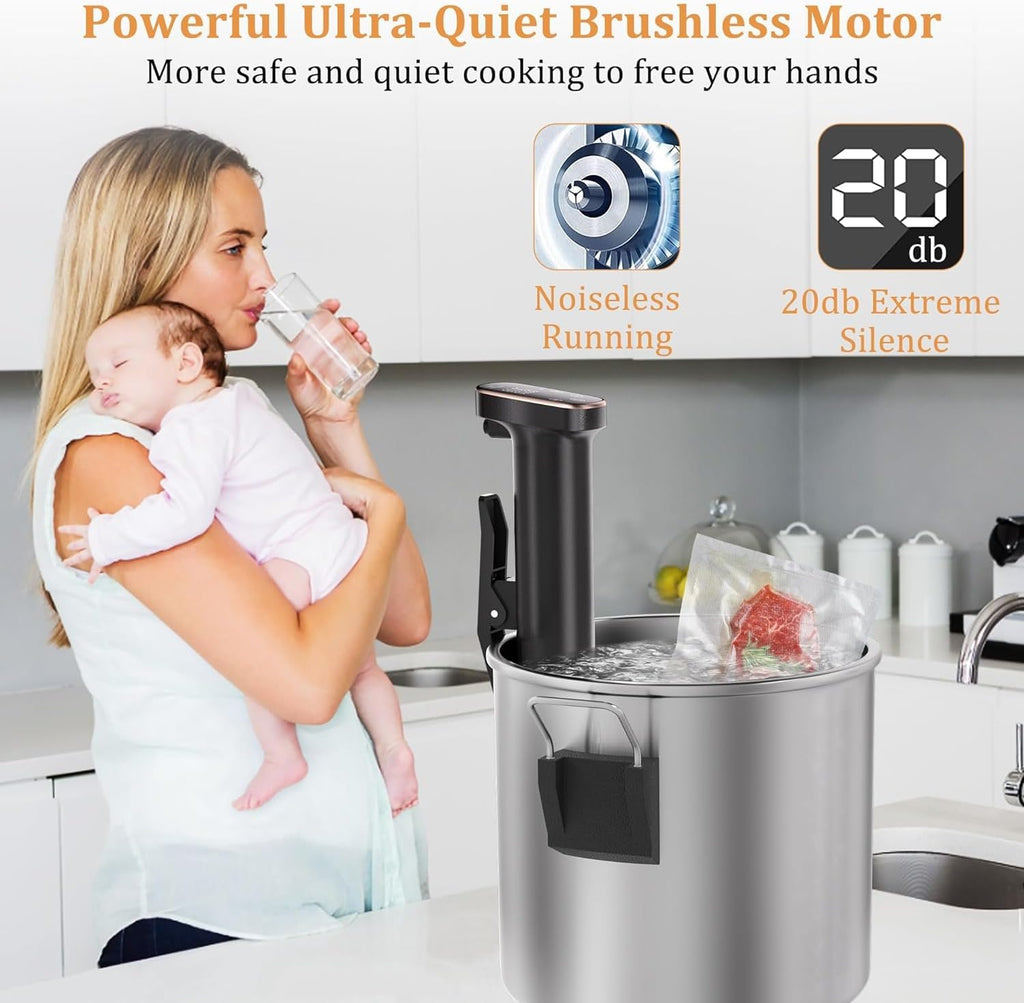 Sous Vide Machine, WiFi APP Recipes Included, Sous Vide Cooker 1100W, Immersion Circulator Precisional Cooker with Accurate Temperature, Ultra Quiet, IPX7 Waterproof, Fast Heating and Time Control
