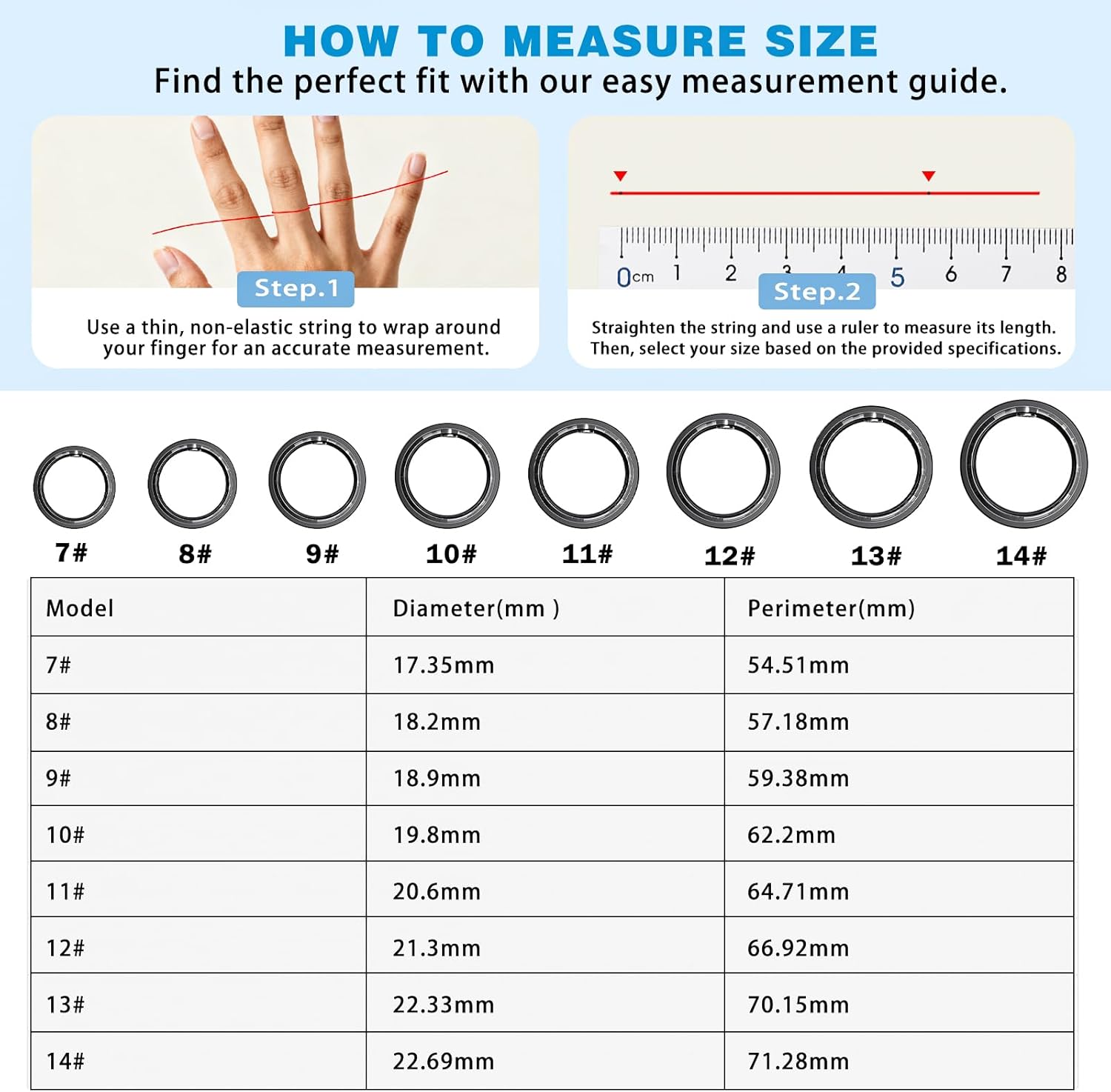 Fitness Tracker Smart Ring for Men Women – Sleep & Heart Rate Monitor, Health Activity Tracker, Step Counter, Calorie Pedometer, No Subscription Required (Black 11)