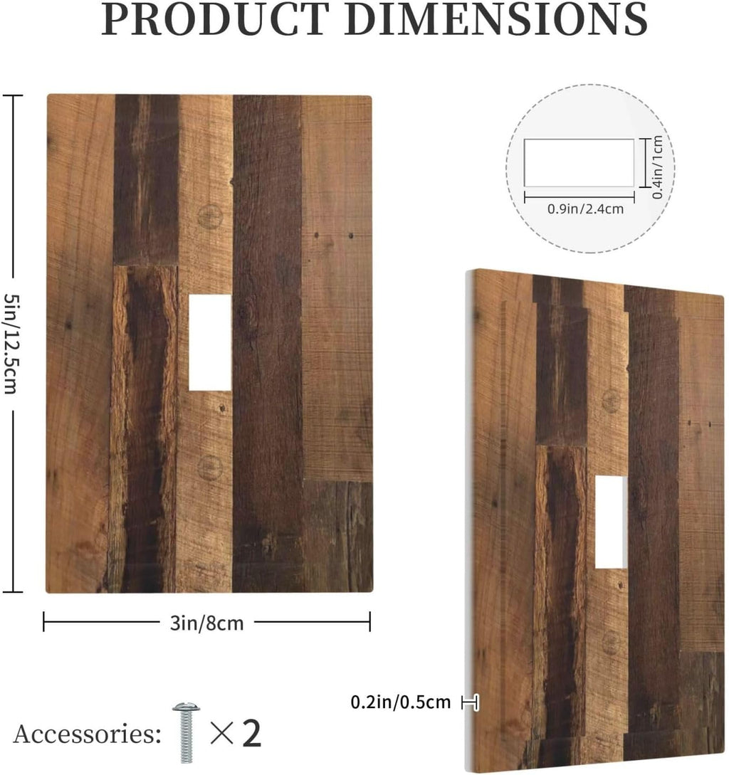 Rustic Brown Wood Vintage Wood Board Decorative Light Switch Cover 1 Gang Single Toggle Device Electrical Faceplate Switchplates Decorator Outlet Wall Plate For Farmhouse Cabin Decor