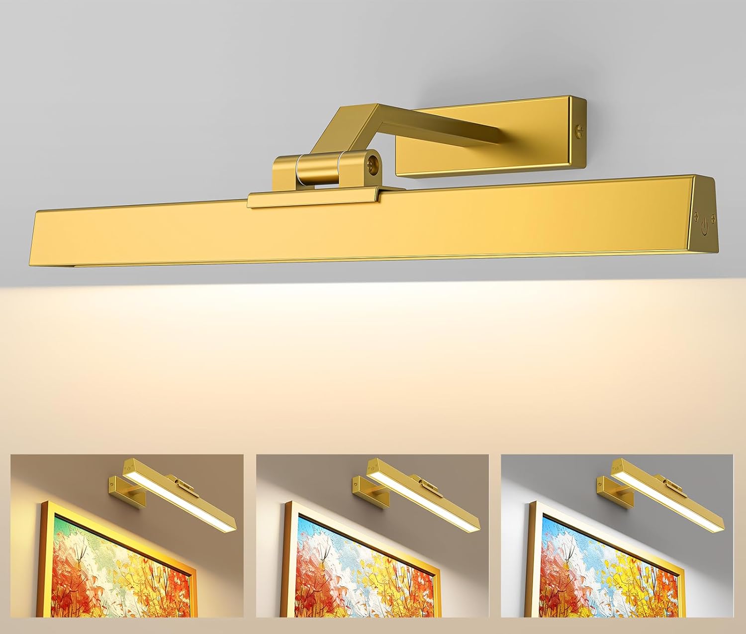 Picture Lights Wall Light 16in CCT Gallery Light | Battery Operated, Timer, Remote Control, Adjustable Brightness, Long Lasting, for Wall, for Paintings, for Living Room, Art, Dartboard, Decor