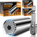 HELEMAN 2-Pack Universal Socket Tool Set with Power Drill Adapter - Christmas Gift for Men