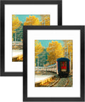 Golden State Art, 11x14 Picture Frame with Mat for 8x10 - High Definition Glass Wall Mounting Horizontal Vertical Display (Black, 2 Pack)