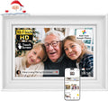 NexFoto Touchscreen Digital Picture Frame 10.1 Inch 64GB, WiFi Photo Frame Electronic, Add Pics from Google Photos, Easy to Share Videos via App/USB/Micro SD, for Christmas/Mom/Birthday, White Wood