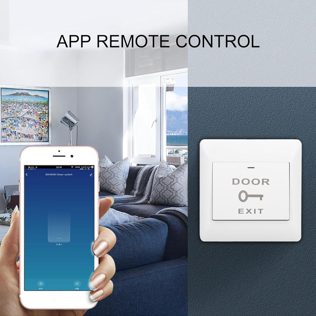 Push Button Door Release, Smart Door Switch Panel Push to Exit Button Release No or Com Switch Panel Auto Reset Wifi App Remote Voice Control