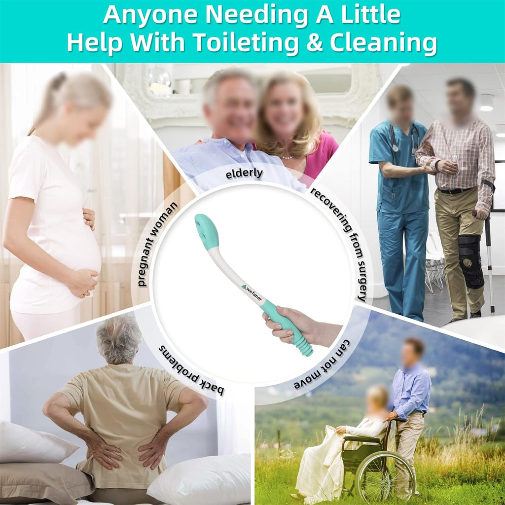 Toilet Aids Wiping Long Reach （2 Pack） Comfort Wipe Wand Bottom Buddy Toilet Self Tissue Aids for Toileting, Self Help Wipe Butt for Fat People，Limited Mobility,Elderly, Pregnancy,with hooks.