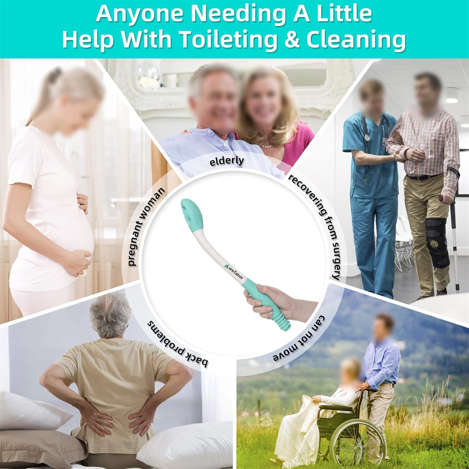 Toilet Aids Wiping Long Reach （2 Pack） Comfort Wipe Wand Bottom Buddy Toilet Self Tissue Aids for Toileting, Self Help Wipe Butt for Fat People，Limited Mobility,Elderly, Pregnancy,with hooks.