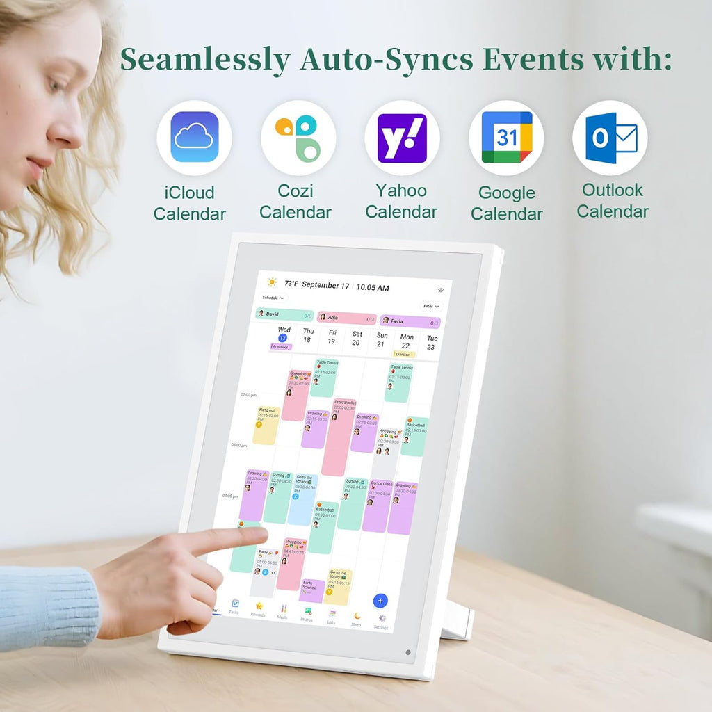 Smart Digital Calendar, 10.1" HD Smart Touch Screen Home Interactive Electron Calender WiFi Planner,Meal Schedule, Duty Chart,Achievement Rewards- Built-in Digital Photo Frame Function