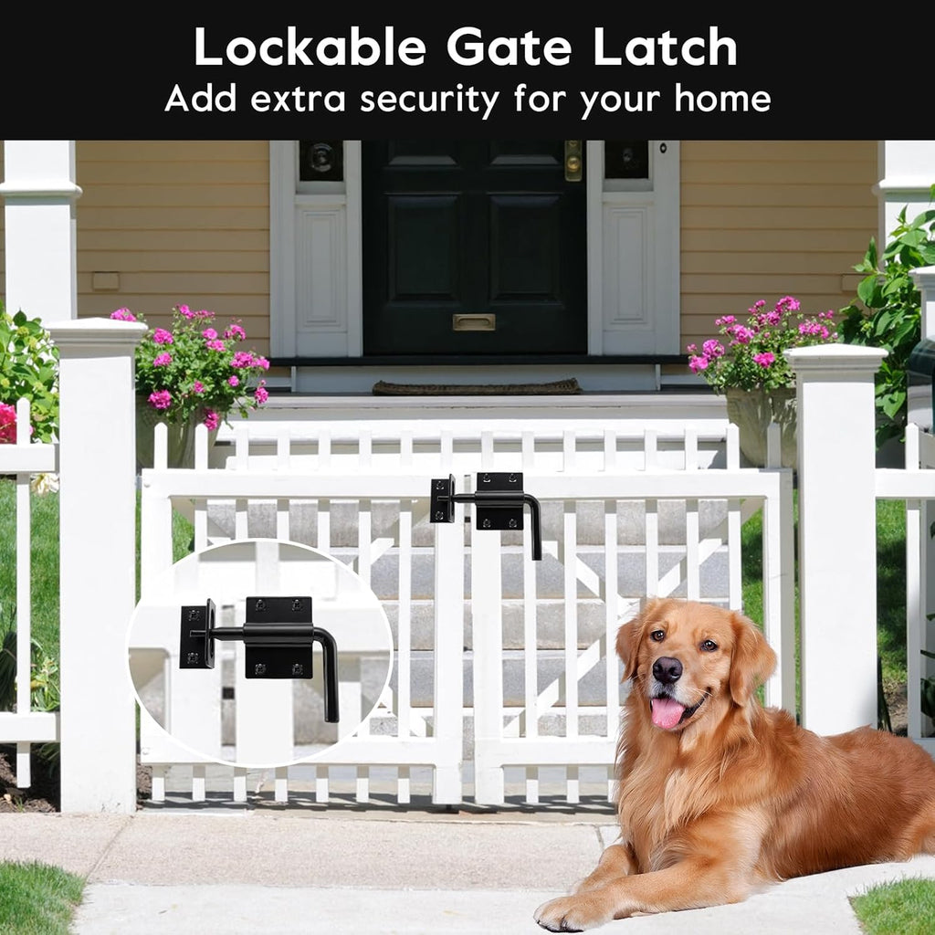 HOME MASTER HARDWARE Heavy Duty Slide Bolt Gate Latch, Sliding Bolt Door Latch Gate Lock Hardware with Padlock Hole, 2 in 1 Barrel Bolt Latch for Wooden Fence/Shed Door/Yard Door/Barn Door, Black