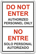 Brimar - 12" x 18" - Bilingual Do Not Enter Authorized Personnel Only Sign - .055″ Polyethylene Plastic - Clear Messaging - Easy Installation