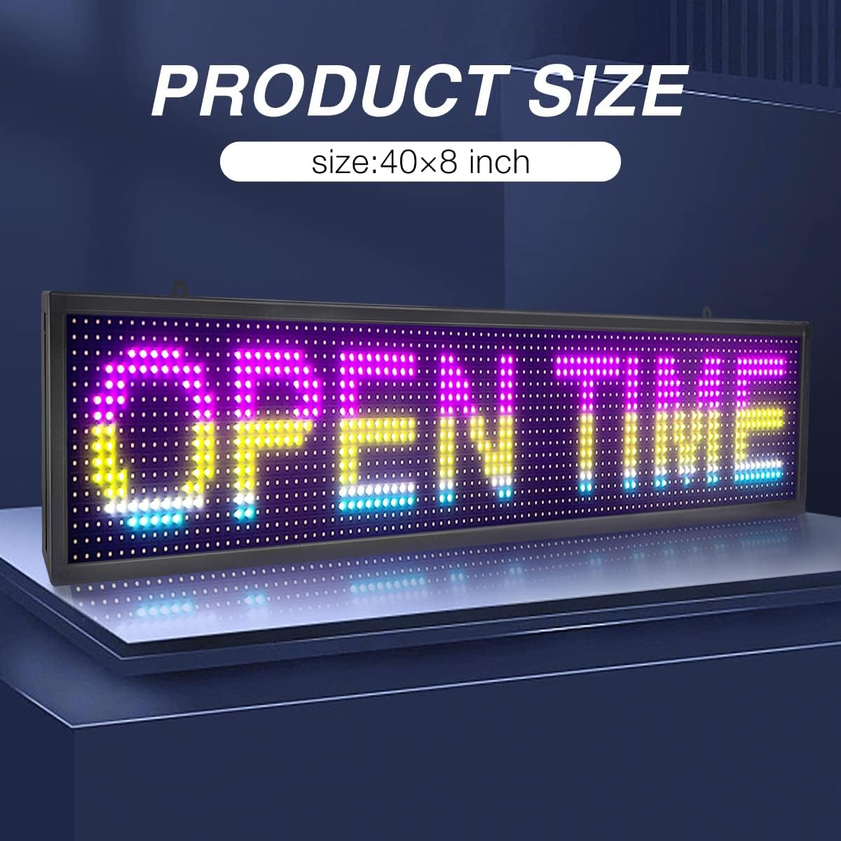 P10 LED Shop Sign Scrolling High-Brightness Custom LED Sign 40''x8'', WiFi Connected Full-Color Programmable Sign - Suitable for Various Indoor Commercial Billboards (1pcs)