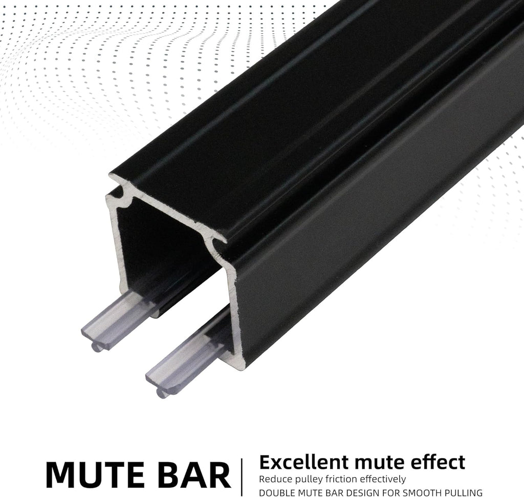 Curtain Track for Ceiling or Wall, Heavy Duty Aluminum Alloy with Smooth Sliding, Easy to Install, Black, 3ft To 15ft