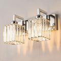 Modern Bathroom Vanity Light 2-Lights Chrome Crystal Wall Lamp Bathroom Modern Crystal Vanity Lighting