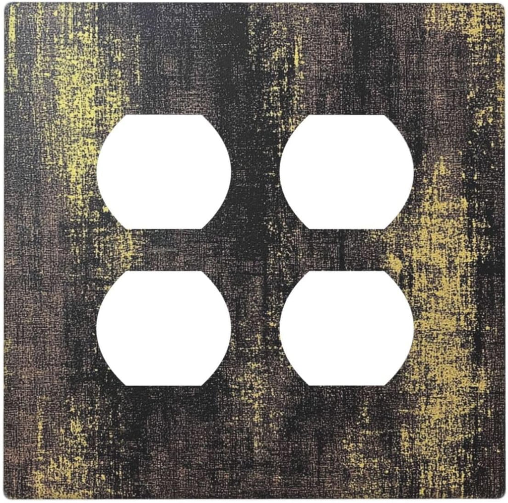 Outlet Covers Vintage Industrial Rusty Metallic 2 Gang Double Duplex Decorative Light Switch Covers Electrical Wallplates Socket Faceplate For Farmhouse Cabin Decor