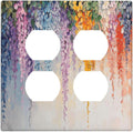 Colorful Wildflower Wisteria Cascade Floral Flower Outlet Covers 2 Gang Double Duplex Decorative Light Switch Covers Electrical Wallplates Socket Faceplate for Bedroom Living Room Decor
