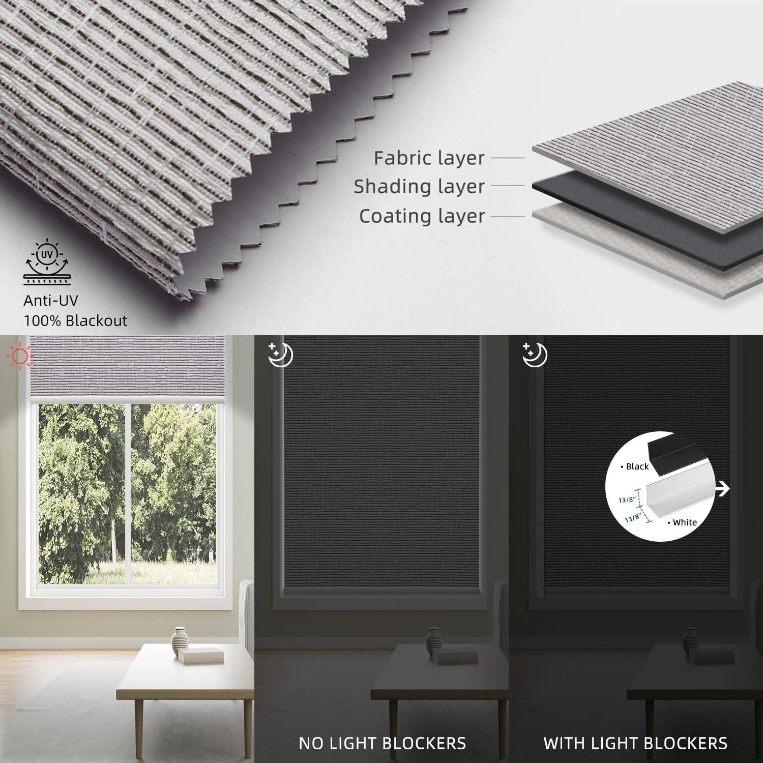 SmartWings Motorized 100% Blackout Shades Blinds, Custom Size, Cordless Window Shades with Rechargeable Battery, Work with Matter/Apple HomeKit, Alexa, Thread/Zigbee, Remote Optional, Safar Rock Grey
