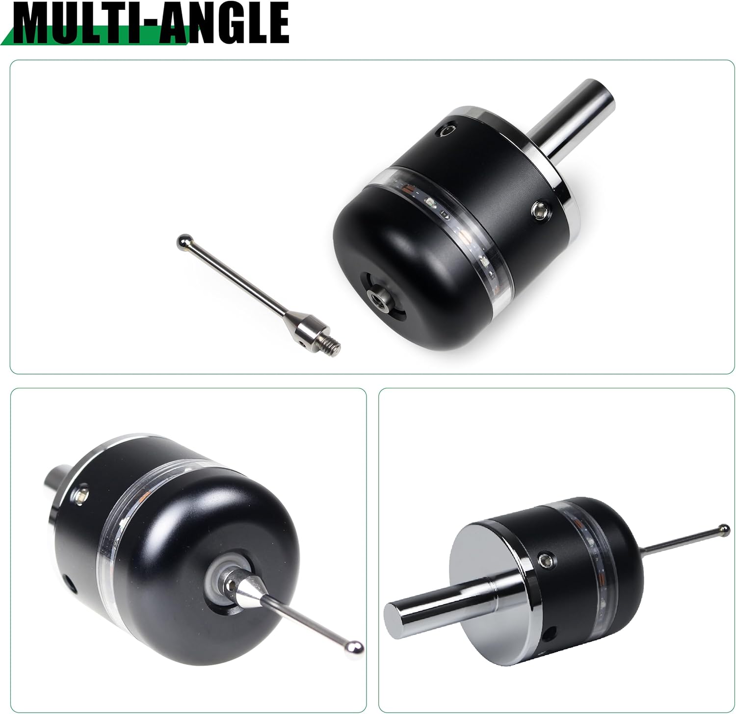 3D Touch Probe Edge Finder Trigger Finder,X Y Z Axis Measurement Centering Rod for Metals, Not Support the Detection of Insulation Materials and Insulating Spindle (Green light)
