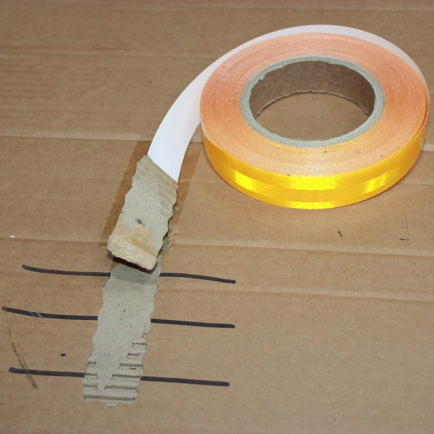 Non Fading Yellow Reflective Tape 1 inch Wide, Outdoor Waterproof High Visibility Warning Industrial Marking Tape, Safety Stickers (168 feet)