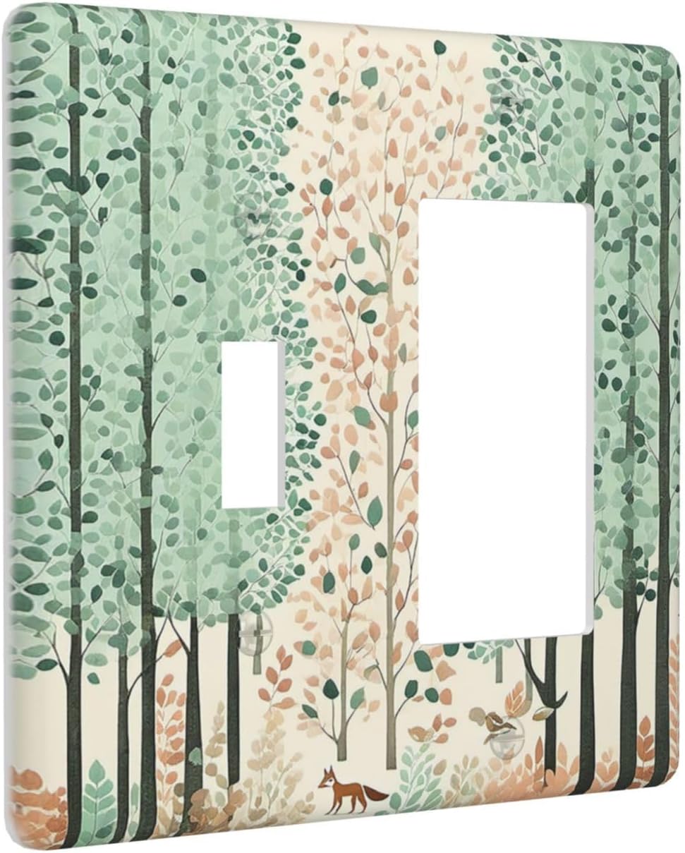 Boho Wildflower Forest Woodland Animals Outlet Covers 1 Toggle 1 Rocker Combination Light Switch Cover Plate Decorative Wall Plate Electrical Switch Plates for Bedroom Bathroom Decor