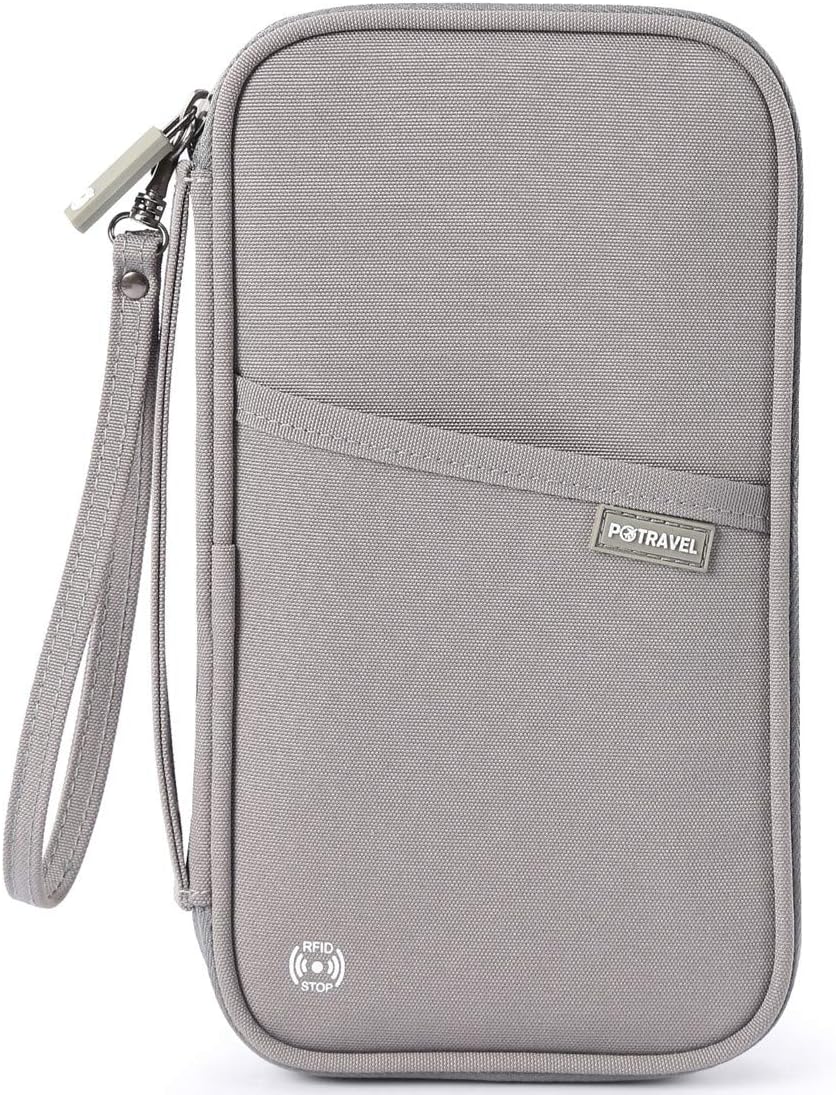 VanFn RFID Travel Passport Wallet, Family Passport Holder, Trip Document Organizer P.Travel Series (Nylon - Grey)