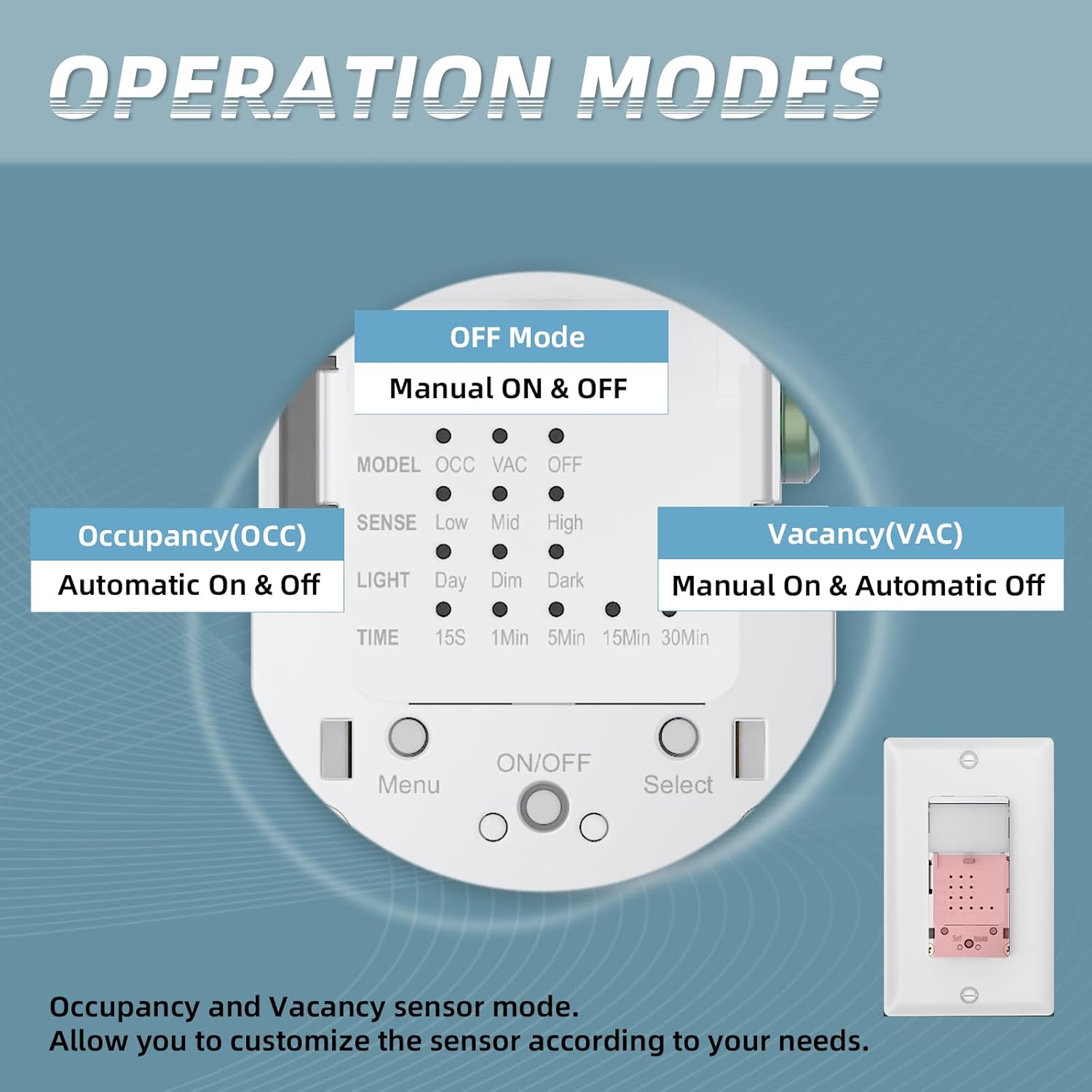ECOELER Single Pole Occupancy Motion Sensor Light Switch, PIR Infrared Motion Activated Switch with Sensitivity & Delay Adjustable, Neutral Wire Required, for Kitchen, Garage, Stairwell, 2 Pack