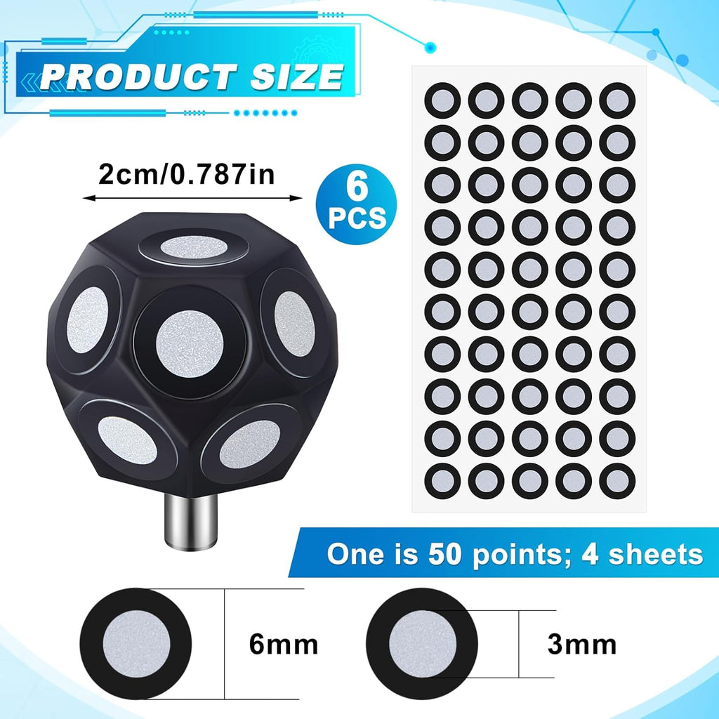 Kingdder 6 Pcs Multi-Angle Marker Set 2 Sheet 100 Point 3.0 mm 3D Scanner Markers Dot Stickers Scanning Spray Scanner Turntable Compatible Tracking Dot Reference Point for 3D Scanning