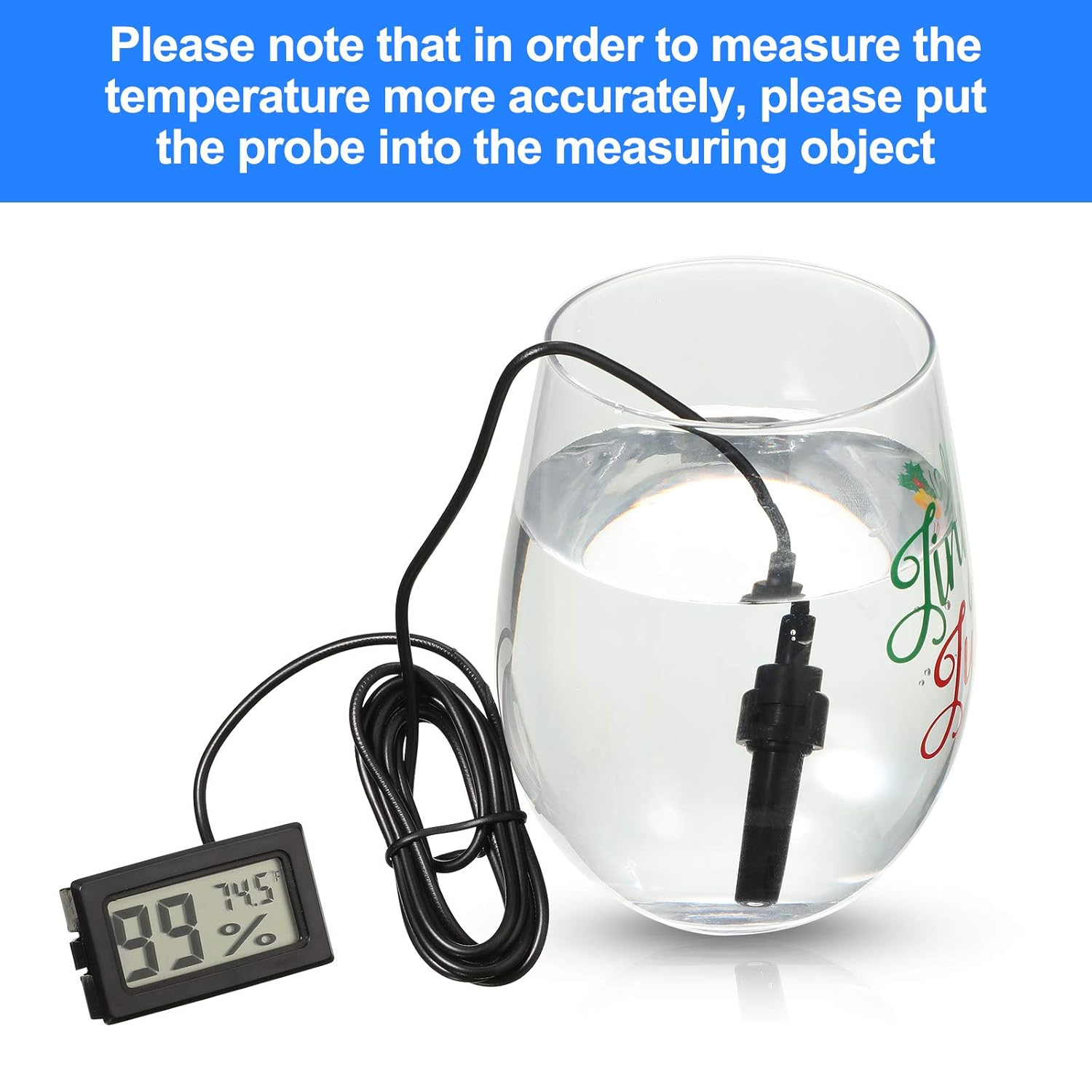 Weewooday Mini Digital Temperature Humidity Meters Gauge with Probe Gauge LCD Fahrenheit Display Thermometer Hygrometer for Incubator Reptile Plant Greenhouse Chicken Coop Garden(Black, 24 Pieces)