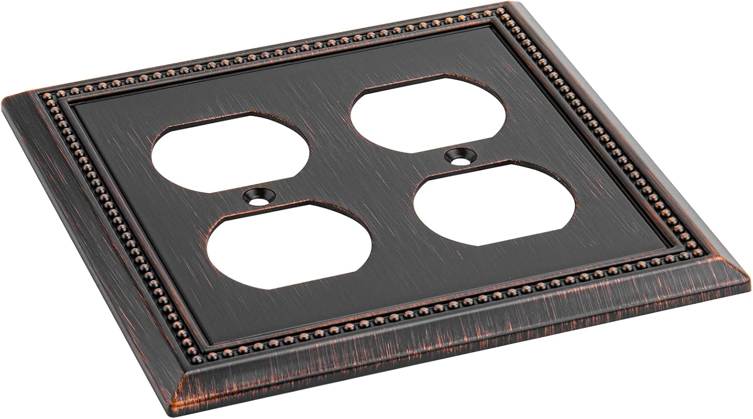 Henne Bery Sunken Pearls Decorative Wall Plate Switch Plate Outlet Cover (Double Duplex, Aged Bronze)