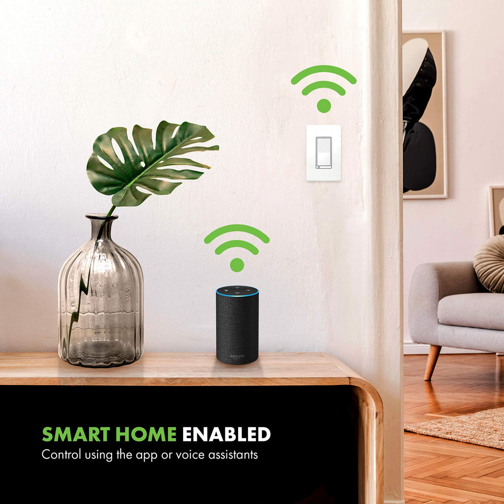 TOPGREENER Smart Light Switch, UL Listed, Neutral Wire Required, Single Pole or 3-Way, No Hub Required, Works with Amazon Alexa and Google Assistant, TGWF15S, 2 Pack