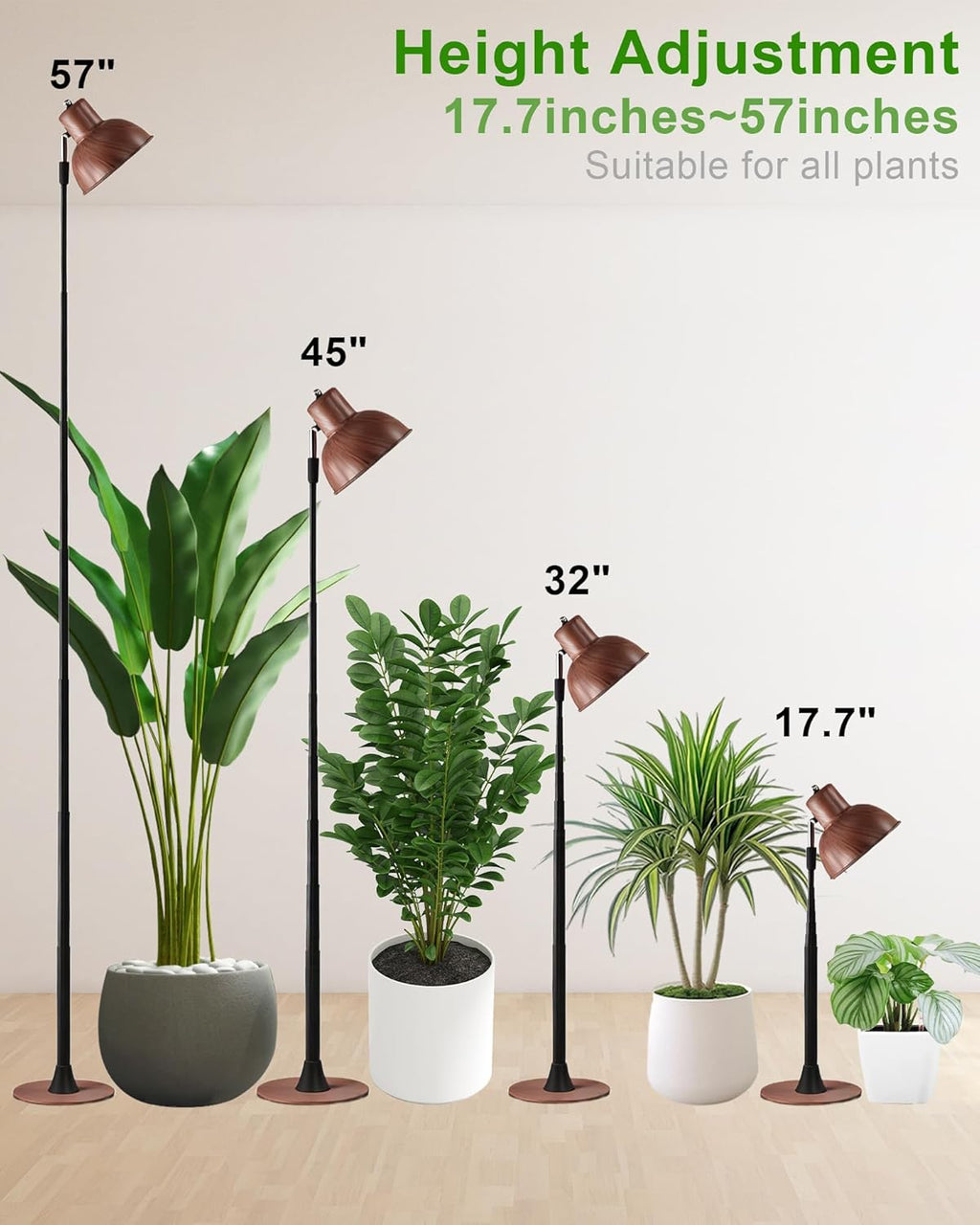 yadoker Plant Grow Light for Indoor Plant, Walnut Wood Grain LED Grow Light,Elevating Plant Lamp,Height Adjustable,Automatic Timer with 8/12/16Hours,10-Level Brightness,Ideal for Large Plant Grow