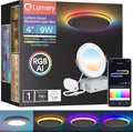 Lumary RGBAI Smart Recessed Lighting 4 Inch with Gradient Accent and Night Ring, 9W 780LM WiFi Canless Wafer Downlight with Junction Box, LED Downlight Work with Alexa/Google Assistant/Siri, 1PCS